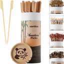 Cocktail Picks For Appetizers, Drinks, Sandwiches & Kababs 7" (100pcs) - Fancy Toothpicks for Appetizers - Biodegradable Bamboo Skewers for Appetizers
