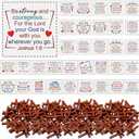 38 Set Pocket Prayer Quilt Panel Squares DIY Prayer Cloth with Small Wooden Crosses Mini Scripture Pocket Quilt for Women Religious Mother's Day Baptism Reward Gifts(Classic,Brown)