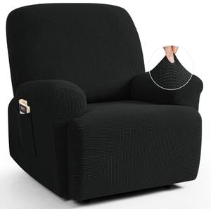 TAOCOCO Oversized Recliner Chair Covers, 1 Seater Streach Recliner Covers Soft Couch Protector Furniture Protector Covers with Elastic Chair Cover Jacquard Pattern (Black)