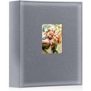 Ywlake Photo Album 4x6 400 Pockets, Leather Photo Albums Holds 400 Vertical Pictures Only Grey