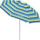 Caribbean Joe Beach Umbrella, Portable and Adjustable Tilt Sun Umbrella with UV Protection, Vented Canopy, Full 6.5 ft Arc