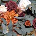 Floroom 6ft Artificial Eucalyptus Garland with Flowers Fake Greenery Burnt Orange Faux Floral Vine Garland for Table Decor Wedding Centerpieces Bridal Shower Party Decorations, Terracotta