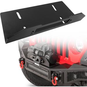 332000T Winch Mounting Plate Fairlead Mount Bracket Fit for Go Rhino Rockline front bumpers, for up to 12,000 pound capacity winch , Galvanized Steel, Textured Black