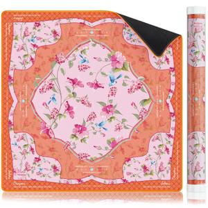 Virora Orange Mahjong Mat with Rules, American Mahjong Mat, 3MM Non-Slip Rubber Noise Reduction Mah-jongg Mat, 32.7x32.7in Rolled No Creases Waterproof Mahjong Table Cloth for Mah Jong & Card Games