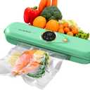 Vacuum Sealer Machine, Seal System for Dry & Wet Foods, One-Touch Operation, Space-Saving Portable Design Perfect for Home Kitchen, Includes 3 Free Storage BagsGreen
