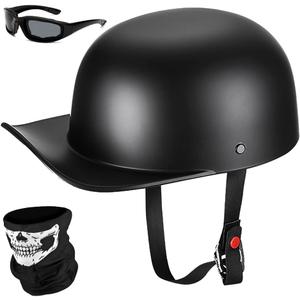 Yesmotor Baseball Motorcycle Helmet Half Cap for Bike Cruiser Chopper Moped Scooter- Dot Approved (Medium, Matte Black)