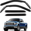 in Channel Rain Guards Fit for Truck 2009 2010 2011 2012 2013 2014 Ford F150 SuperCrew/SVT Raptor Crew Cab, Durable Side Window Visors Deflectors, Smoke Tinted Vent Shade Shield, 4pcs
