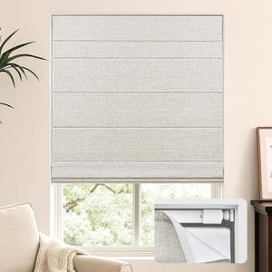 LazBlinds No Drill Cordless Roman Shades for Windows, 41" W x 60"H, Natural | Tool-Free Blackout Thermal Insulated UV Blocking Window Blinds, Lightweight Fabric Blinds for Indoor Windows