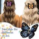 2 Pcs Monarch Butterfly Hair Clips for Women, 3D Butterfly Nonslip Strong Hold Claw Clips for Hair Decor Costumes Accessories Christmas Hoilday Gift, 3 Color Orange Purple Blue