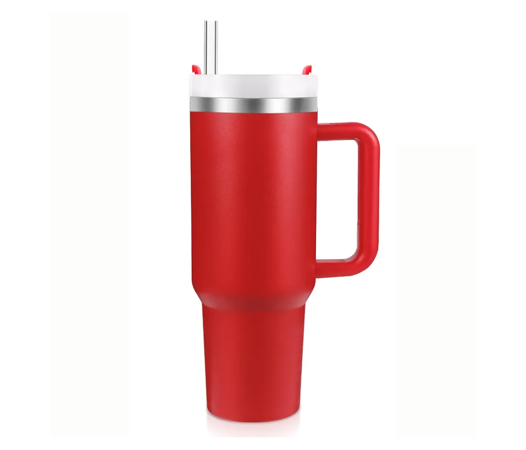 New Version 40oz Stainless Steel Vacuum Insulated Tumbler with Lid and Straw for Water, Smoothie and More, Iced Tea or Coffee (Christmas Red)