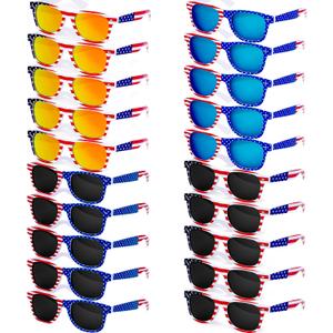 20 Pairs American Flag Sunglasses, 250th Anniversary Patriotic USA Flag Glasses for 4th of July, Independence Day Party Favors, Parade Accessories, Red White Blue Eyewear for Women Men Teens