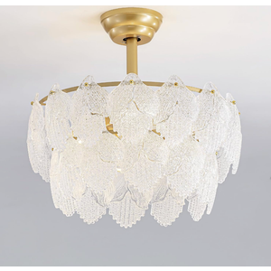 Modern Gold Crystal Fandelier Ceiling Fan with Light and Remote 6-Speed
