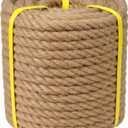 Natural Jute Rope - 1/2 Inch x 100 Feet - Thick Hemp Rope for DIY Crafts, Cat Scratching Posts, Hammock, Gardening, Decoration
