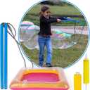 ArtCreativity Giant Bubble Wand Kit with Bubble Rope, Bubble Solution Concentrate, Inflatable Tray, and Pump, Bubble Rope for Large Bubbles - Giant Bubble Maker Toys - Summer Activities for Kids
