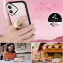 KANGHAR for iPhone 16 Case Stand White and Pink Stripes Full Body Rugged Shockproof Protection Glossy Protective Slim Case 6.1 Inch