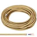 PATIKIL Fabric Cloth Covered Round Wire, 32.8ft 18AWG 2 Core Vintage Woven Electrical Cord for Pendant Light DIY Project, Light Golden