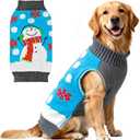 Dog Christmas Sweater Cute Blue Snowman Xmas Dog Cat Outfit New Year Holiday Costumes Puppy Cat Sweater with Leash Hole for  Dogs Girl Boy Turtleneck Winter Warm Pet Clothes, Size XXL