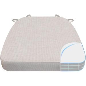 AAAAccessories D-Shaped Chair Cushions, 2" Thick Dining Chair Pads with Ties and Removable, Machine-Washable Cover, 17" x 16", Ivory (1 Count(Pack of 1))