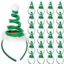 Janinka 24 Pack Christmas Headbands with Bells Bulk Santa Claus Hats Xmas Tree Topper Headwear for Kids Children Girls Women