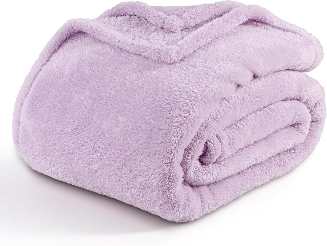 Berkshire Blanket Classic Extra-Fluffy Plush Throw Blanket, Soft Fuzzy Fluffy Long Hair Throw Blanket for Couch Sofa Bed, Pastel Lilac Purple, 50x60 Inches