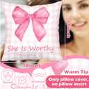 Unittype 2 Pcs Christian Pillow Covers 18x18, Pink Bow Bible Verse Decor