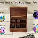 Acacia Wood Tea Bag Organizers, Tea and Sugar Packet Storage Chest with Lid, Wooden Teabag Holder Containers,Storage Box Teabox with 6 Compartments