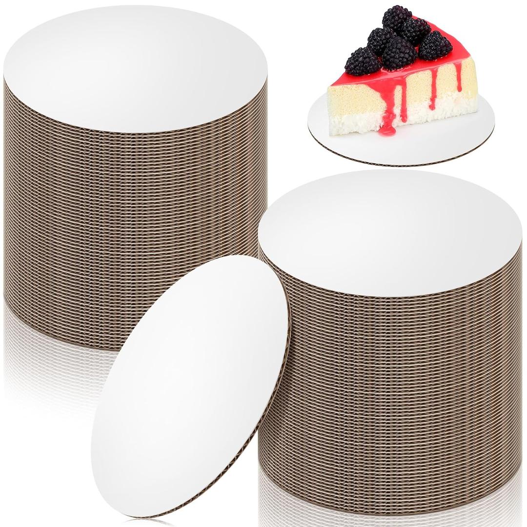 Newtay 100 Pcs 5 Inch Cake Board Round Mini Cardboard Cake Circle Boards Grease Proof Tray Base for Baking Pastry(White)