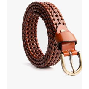 Women's Braided Genuine Real Leather Narrow Belt Adjustable Casual Waist Strap for Jeans Dresses Everyday Outfits
