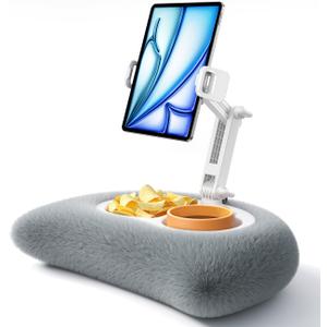 Lamicall Tablet Pillow Stand Holder - [360 Adjustable Arm][Soft & Washable] Kindle iPad Holder for Bed, Kindle Accessories for Reading, iPad Stand with Bowl for 4.7-13" Tablet, E-Reader, iPhone (Gray)