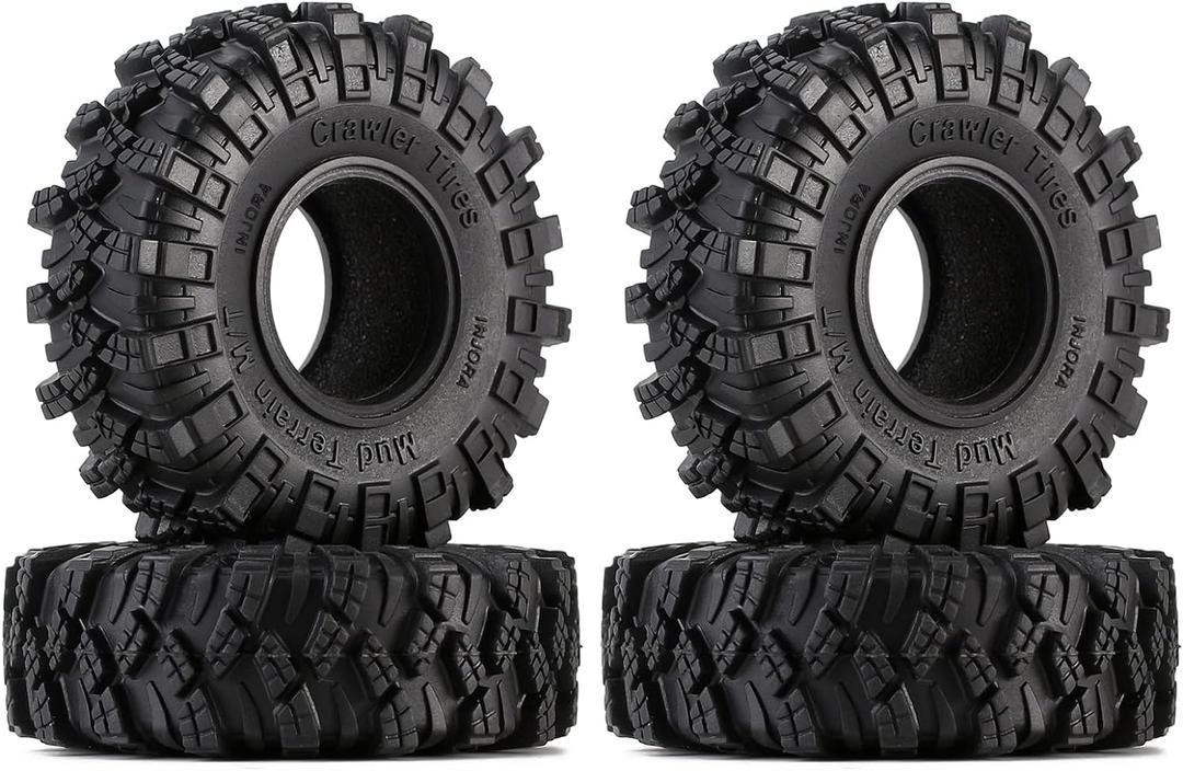 INJORA 1.0 Tires - S5 Crawler Mud Terrain Kraken Claw for SCX24 TRX4M AX24 Bronco Gladiator C10 JLU Deadbolt FCX24 FCX18 Axial RC 1/24 1/18, 62 * 20.5mm(T1007)