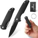 Small Pocket Knife, 4.96" EDC Mini Folding Knives 2" Drop Point Blade 5Cr13MoV Stainless Steel, Compact Tool, Gifts for Men Dad for Everyday Carry, Full Black