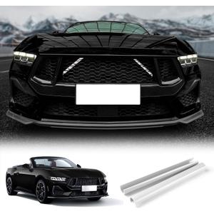KUNGKIC For 2024 2025 Mustang Grill Inserts Trims ABS V Brace Stripes Wrap Covers Exterior Car Accessories (White)