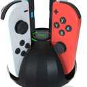 Switch Controller Charging Dock for Nintendo OLED Joycon, Charger Station with Switch 1 JoyCon, 4 in 1 Joycon Charging Dock for Joy Con with LED Indication and USB Type-C Charger Cable