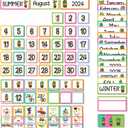 10 x 89pcs Classroom Monthly Calendar Pocket Chart Cards for Classroom Homeschool Needs