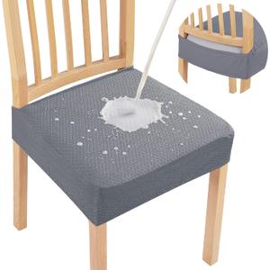 Smiry Waterproof Seat Covers for Dining Room Chairs Set of 8, Stretch Jacquard Removable Washable Chair Seat Slipcovers Protector, No Rear Covers, Grey Smiry Waterproof Seat Covers for Dining Room Chairs Set of 8, Stretch Jacquard Removable Washable Chair Seat Slipcovers Protector, No Rear Covers, Grey