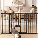 Babelio Extra Wide Dog Gate with Small Cat Door, CatPrivilege III, 29-55"