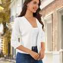 Bbonlinedress Women's 3/4 Short Sleeve Cardigans Lightweight Winter Cropped Sweater Button Up Knit Tops Shrug 2025 (White, S)
