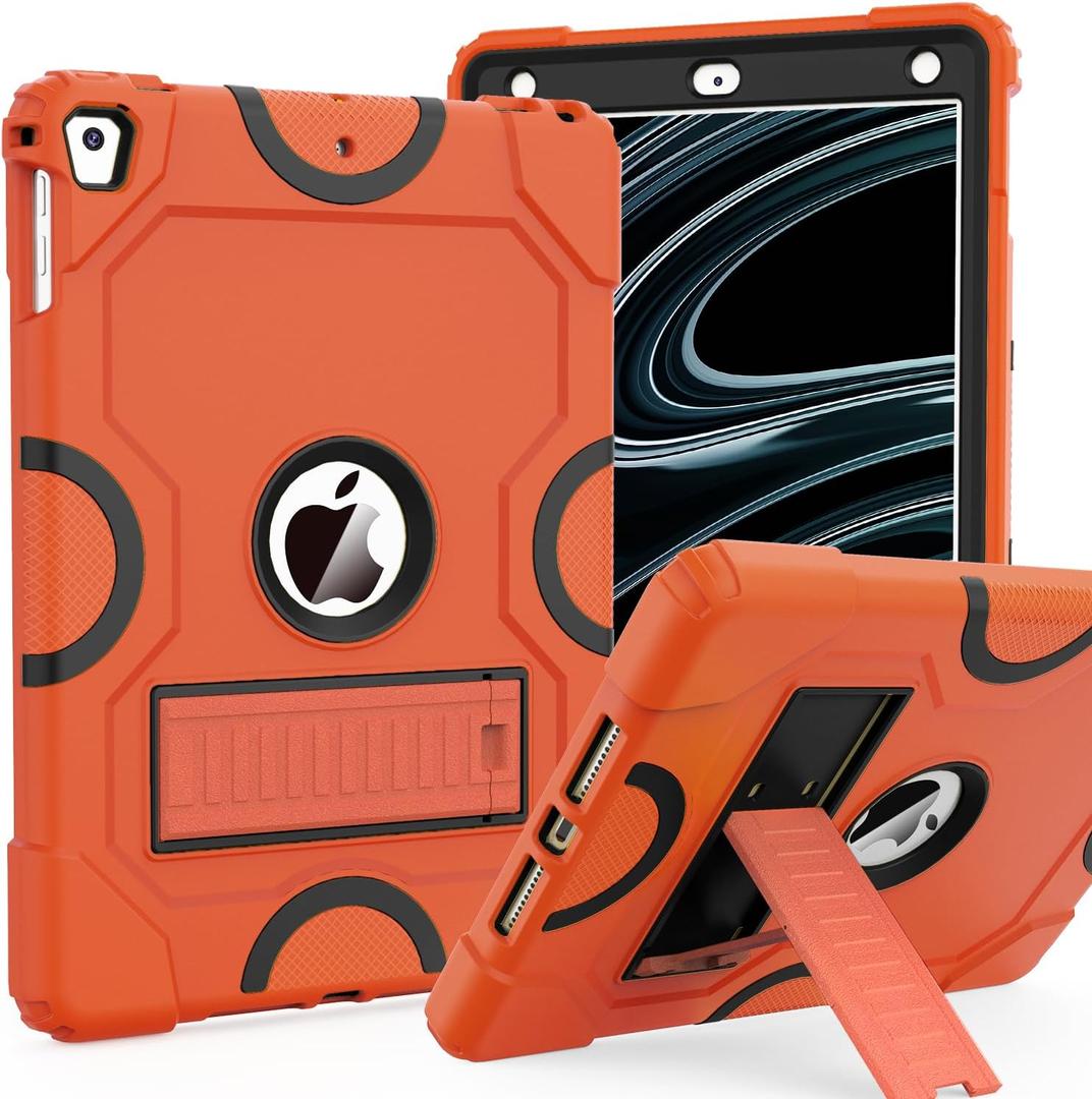 Case for iPad 6th / 5th Generation (9.7 Inch, 2018/2017 Model), Heavy Duty Shockproof Rugged Protective Case for iPad 9.7 Inch 2018/2017 (Orange)