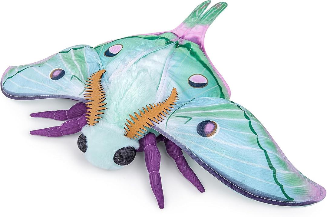 Luna Moth Plush Toy, Giant Luna Moth Stuffed Animals 26in, Realistic Soft Big Moth Plushie Model Toy, Unique Plush Gift Collection for Kids (Large, Green)