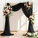 LINXTAR Wedding Arch Draping Fabric 30'' x 18FT Sheer Chiffon Arch Drape Backdrop 2 Panel Black Drapes for Bridal Shower Baby Shower Photo Booth Church Decor Birthday Party Outdoor Decoration