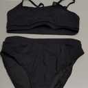 ANRABESS Women High Waisted Bikini Sets Color Block Summer Beach Vacation 2 Piece Bathing Suit Tummy Control Ribbed Swimsuit M