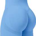 YEOREO Professional Women Workout Shorts 3.6" Scrunch Shorts Seamless High Waisted Contour Gym Yoga Biker Shorts (Medium, Light Blue)