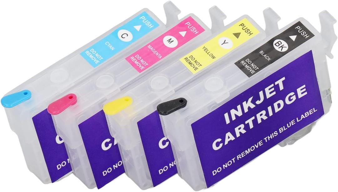 4Pcs Ink Cartridge Replacements, Black, Cyan, Magenta and Yellow 4 Colors, No Blocking and Ink Leakage, Refill Printing Boxes with Permanent Chip(T200XL1/T200XL2/T200XL3/T200XL4)
