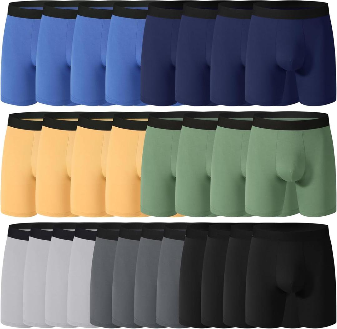 28 Pack Mens Boxer Briefs Cotton Underwear Colorful Soft Breathable Underwear Bulk for Men Size XL Multi