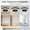 20" Bladeless Ceiling Fans with Light Remote Control,LED Smart Flush Mount Ceiling Fan With light for Bedroom, Kids Room, Reversible Motor, 6 Wind Speed, 3000LM, 57W-White/Black (Black)