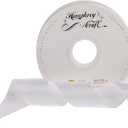 Humphrey's Craft 1-1/2 Inch Double Faced Satin Ribbon - Continuous 50 Yards, White Thick Satin Ribbon for Crafts, Gift Wrapping, Decoration Christmas Tree, Bridal Bouquet, Wedding, DIY Bows, Sewing Hat
