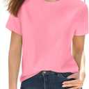 HOTIAN Girls T Shirts 100% Cotton Short Sleeve Tops Kids Summer Casual Crewneck Basic Tees 3-14 Years (11-12 Years, Pink)