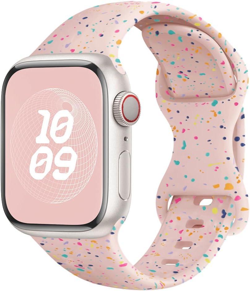 Sport Bands for Apple Watch Band 40mm 41mm 38mm 44mm 45mm 46mm 42mm iWatch Bands for Women Kids Men,Cute Recycled Plastic Silicone Strap for Apple Watch Series 11 10 9 8 7 6 5 4 3 SE 3/2nd Ultra 49mm (Pink Sand)