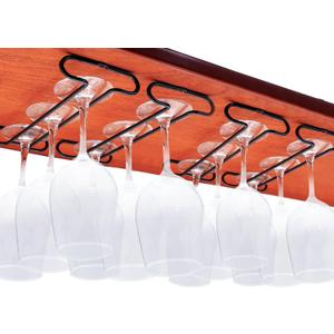 Wine Glass Rack Under Cabinet Shelf Glasses Holder Storage with Drying Stemware Rack Under Counter Metal Hanger Hanging Rack for Kitchen Black (set of 4 black)