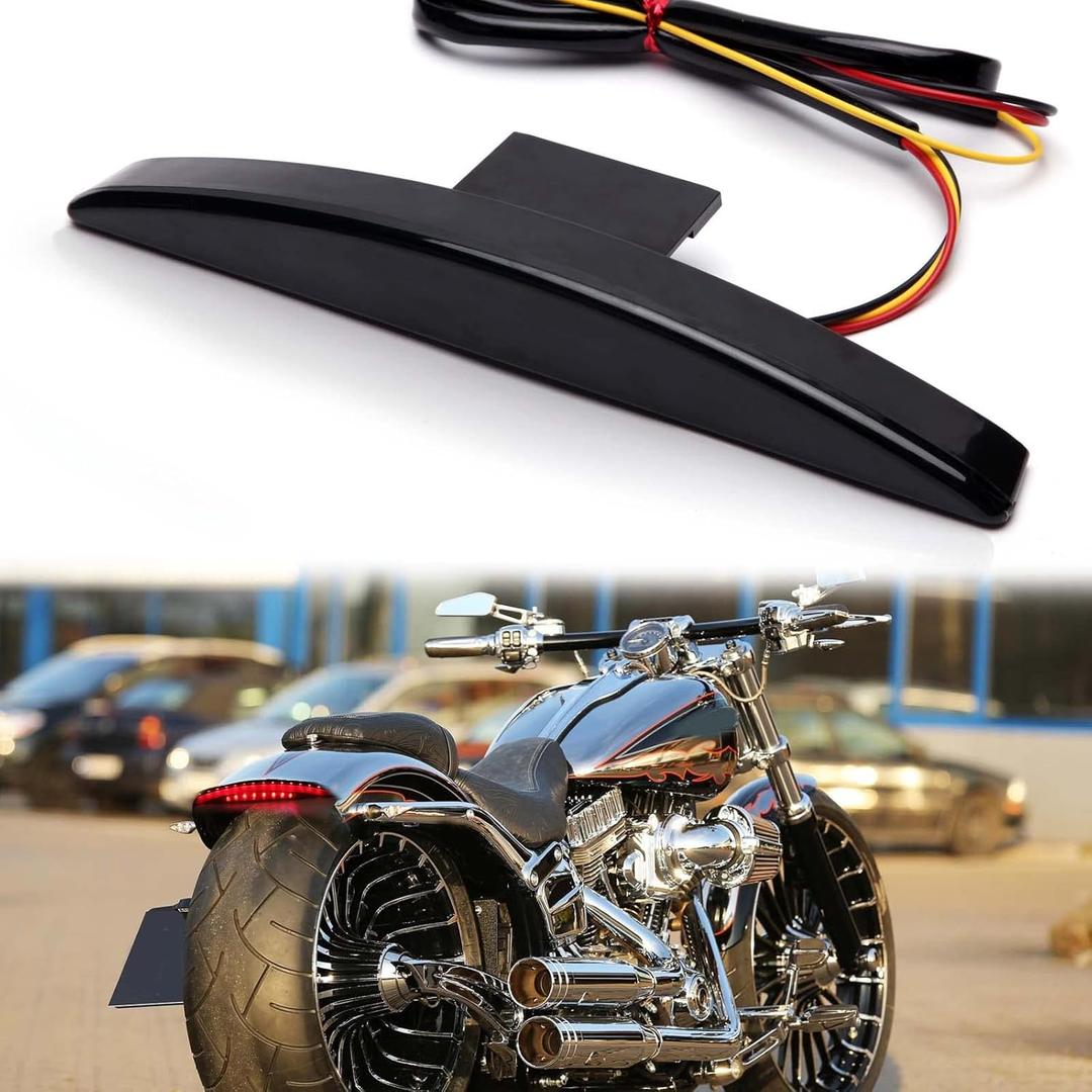 Rich Choices Motorcycle Rear Fender Edge LED Braking License Plate Tail Light Stop Running Light Compatible with Harley Davidson Breakout FXSB 2013-2016 CVO FXSBSE 2013-2014 (Smoke Lens)